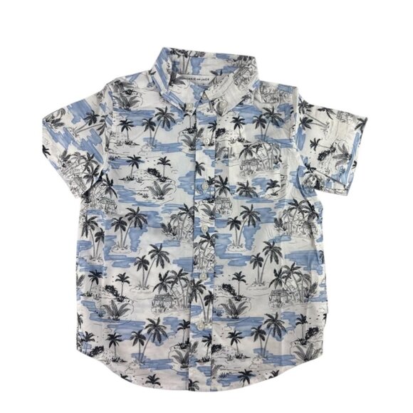 Janie & Jack Palm Tree Collared Button Down Cotton Shirt Sz 4 Boys Toddler - Picture 1 of 10